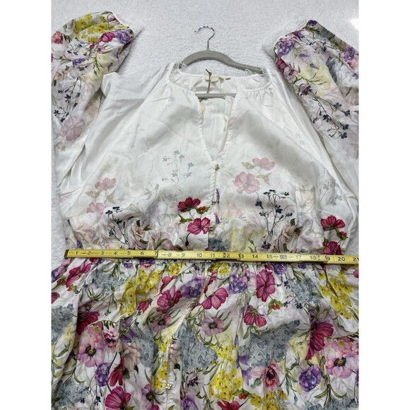 Anthropologie Let Me Be Midi Dress Long Sleeve V Neck Ivory Floral Preppy 3X NWT - Picture 9 of 15